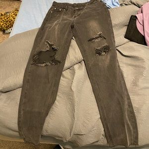 Black ripped book cut jeans